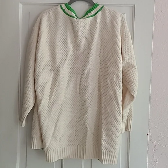 Cream Cardigan with Green Trim, The Future Collective, XL? - Picture 3 of 3